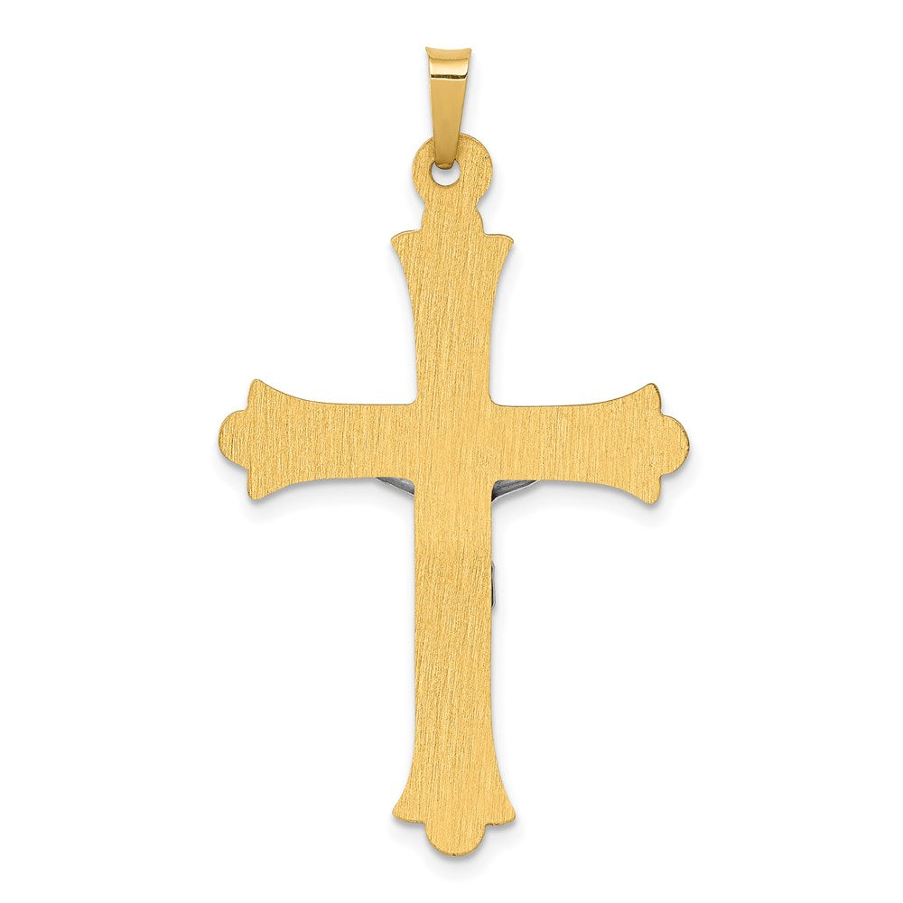 14k Two-tone 23.5 mm Two-Tone Textured and Polished INRI Crucifix Pendant (1.52 grams)