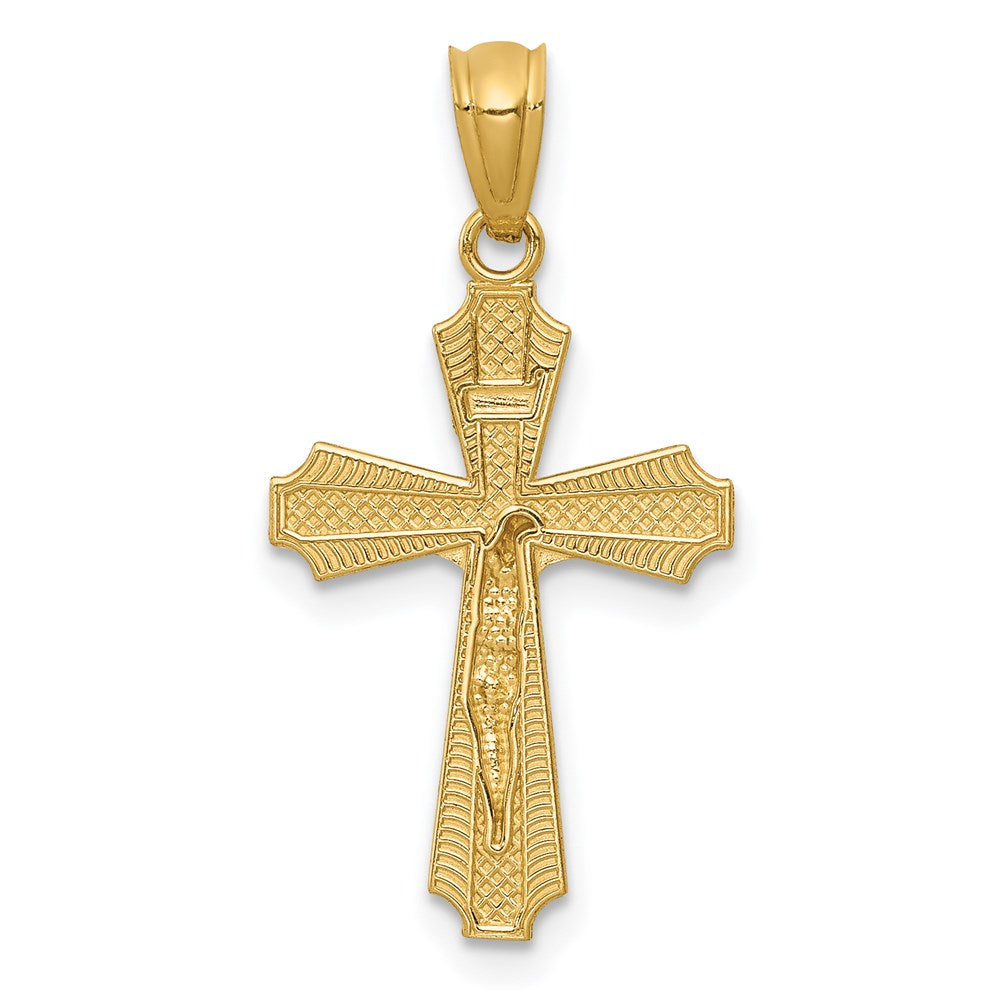 14k Yellow Gold 13.5 mm Gold Polished Small Passion Crucifix Pendant (0.59 grams)