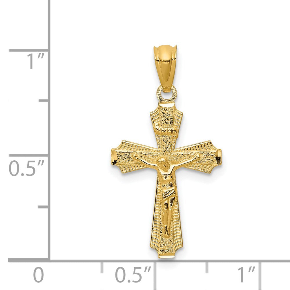 14k Yellow Gold 13.5 mm Gold Polished Small Passion Crucifix Pendant (0.59 grams)