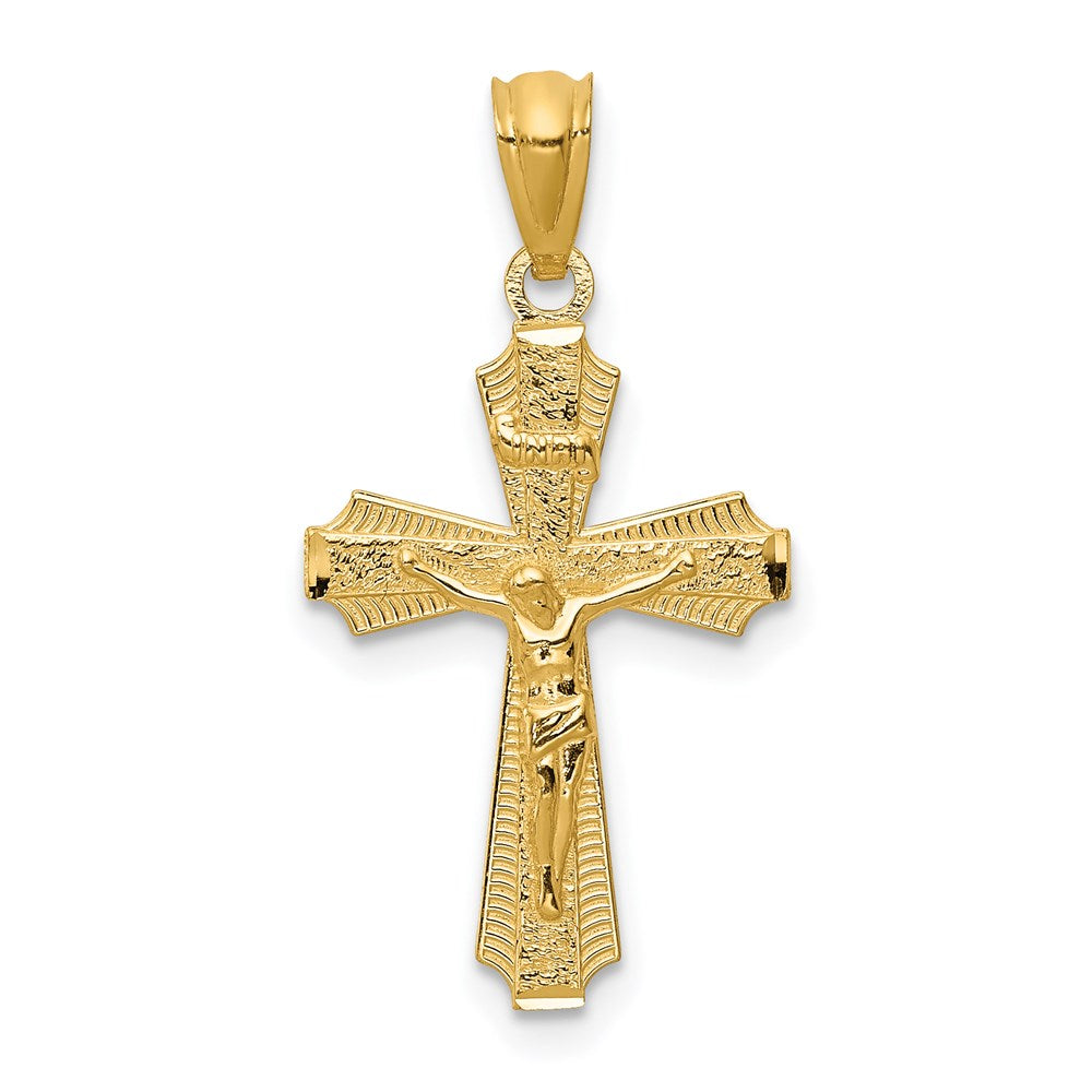 14k Yellow Gold 13.5 mm Gold Polished Small Passion Crucifix Pendant (0.59 grams)