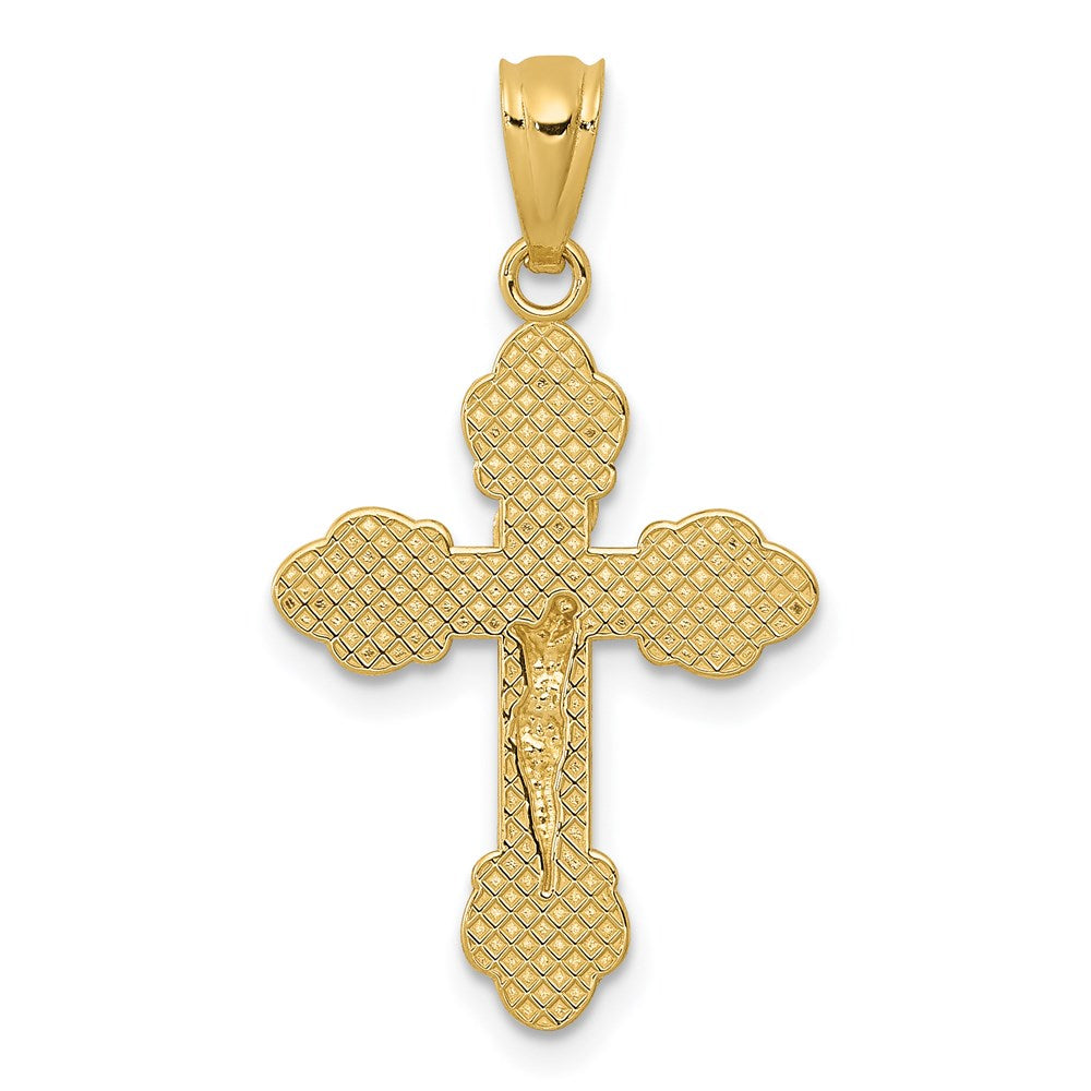14k Yellow Gold 14.7 mm Gold Polished INRI Small Crucifix Pendant (0.67 grams)