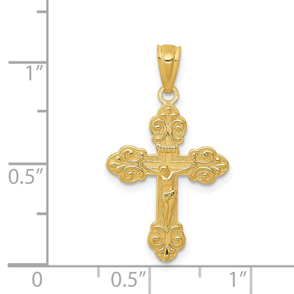14k Yellow Gold 14.7 mm Gold Polished INRI Small Crucifix Pendant (0.67 grams)