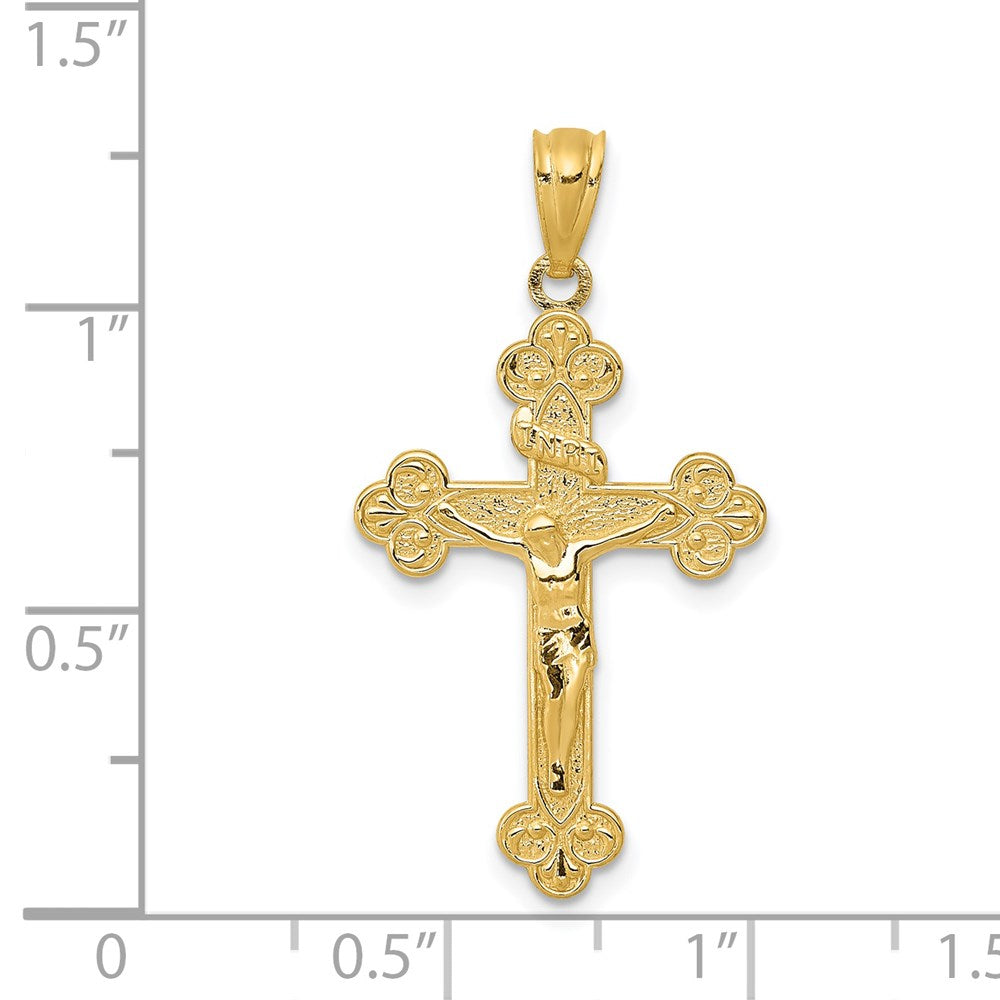 14k Yellow Gold 16 mm Gold Polished INRI Medium Crucifix Pendant (0.74 grams)
