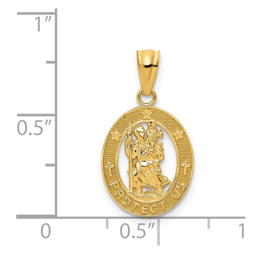 14k Yellow Gold 12 mm Gold Polished St Christopher Pendant (0.64 grams)