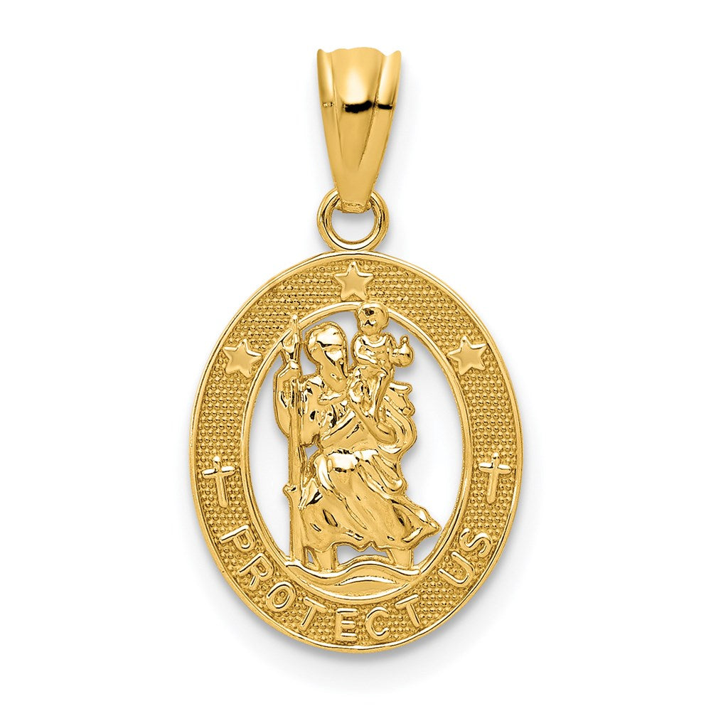 14k Yellow Gold 12 mm Gold Polished St Christopher Pendant (0.64 grams)
