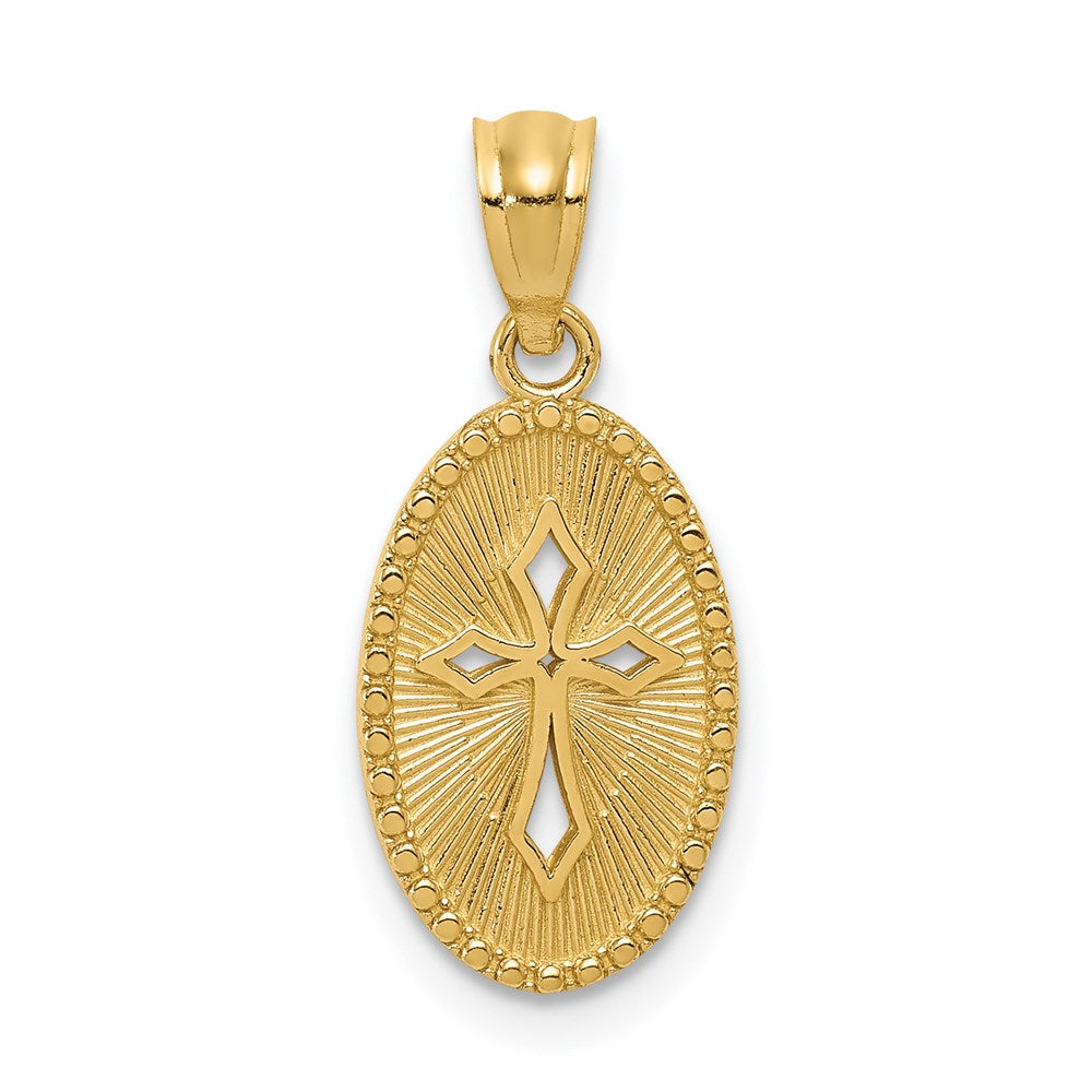 14k Yellow Gold 9 mm Gold Polished Small Cross Medal Pendant (0.64 grams)