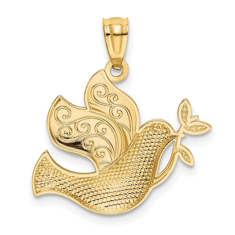 14k Yellow & Rhodium Peace Dove Pendant (1.02 grams)