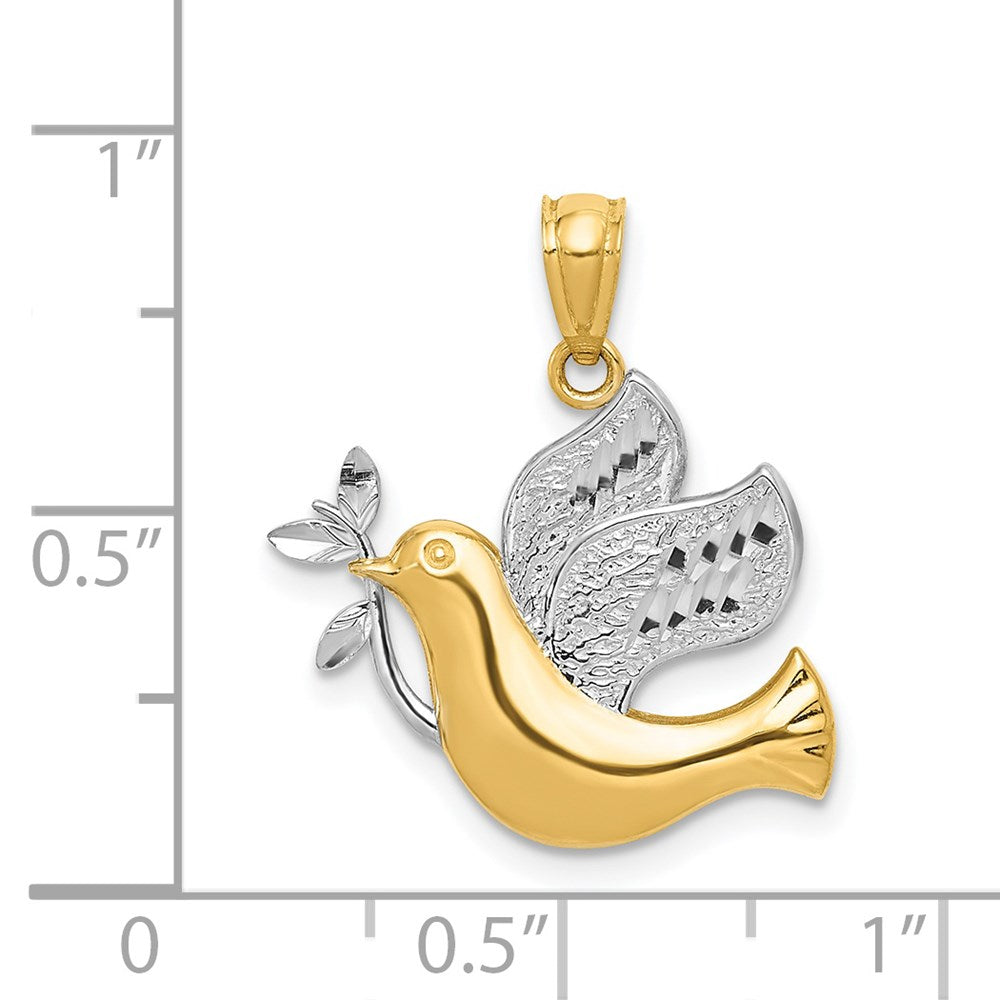 14k Yellow & Rhodium Peace Dove Pendant (1.02 grams)