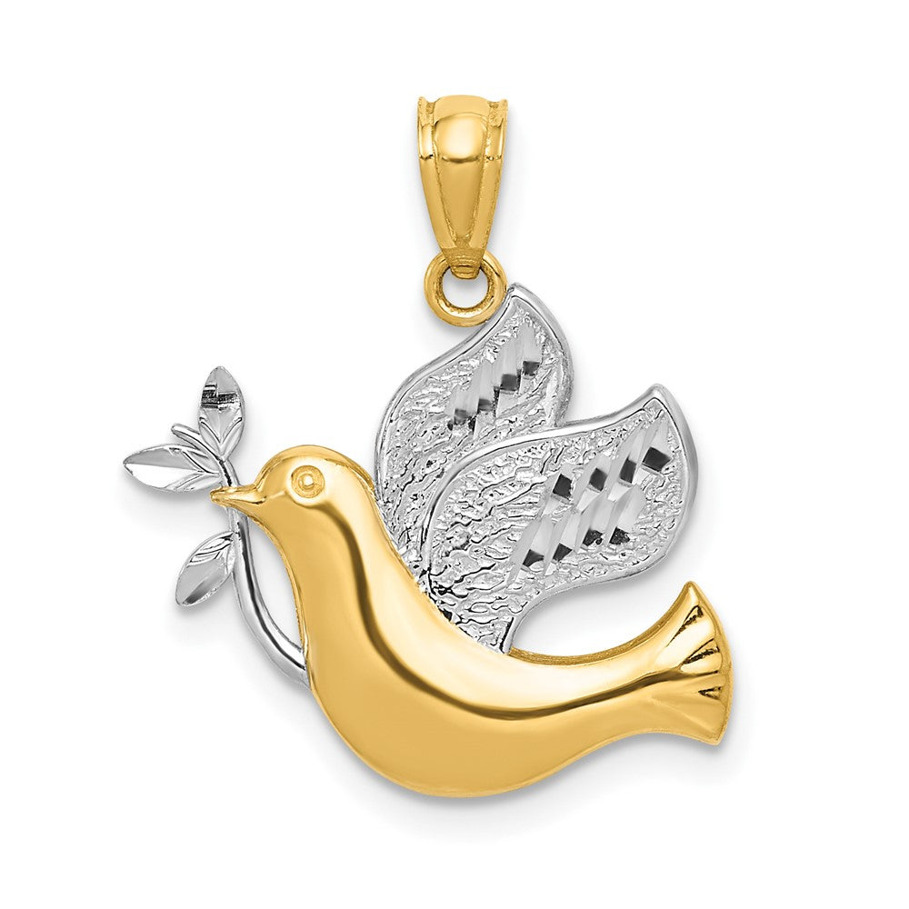 14k Yellow & Rhodium Peace Dove Pendant (1.02 grams)