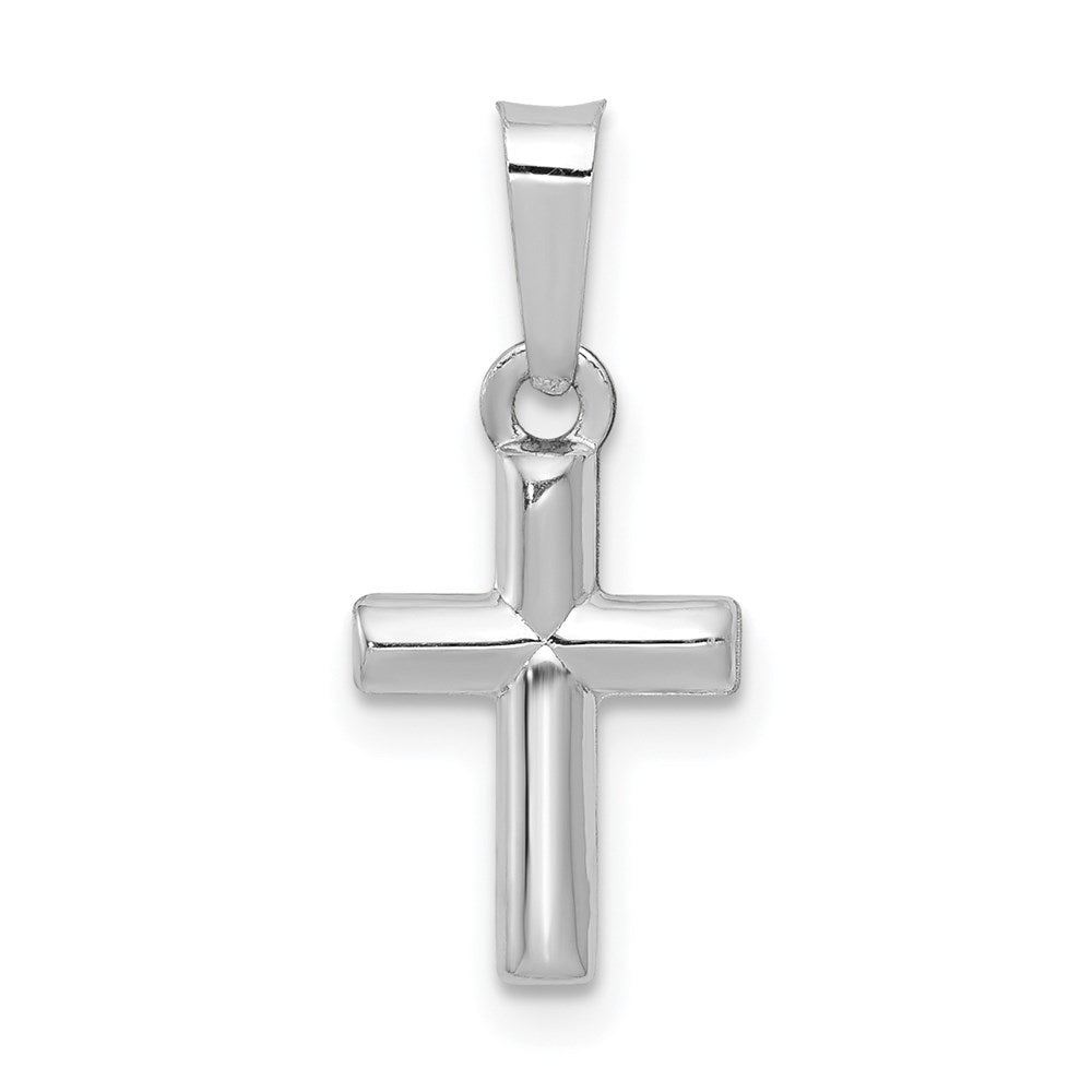 14k White Gold 8.13 mm Polished Cross Pendant (0.21 grams)
