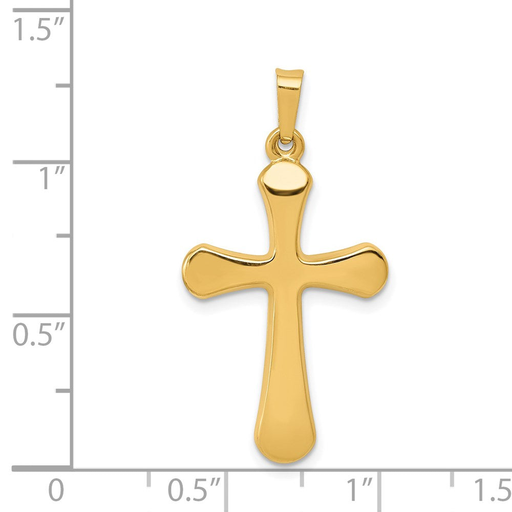14k Yellow Gold 16.61 mm Polished Rounded Cross Pendant (0.71 grams)