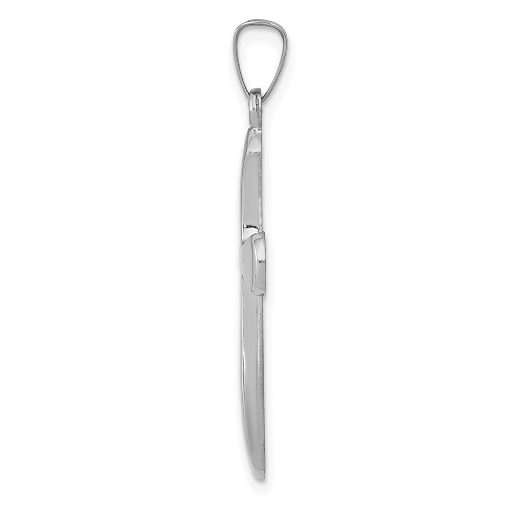 14k White Gold 16.61 mm Polished Rounded Cross Pendant (0.74 grams)