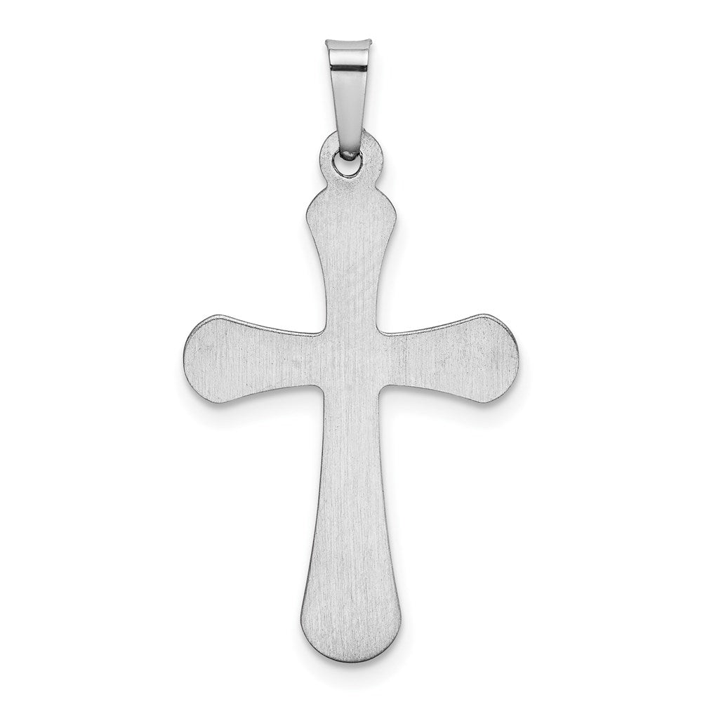 14k White Gold 16.61 mm Polished Rounded Cross Pendant (0.74 grams)