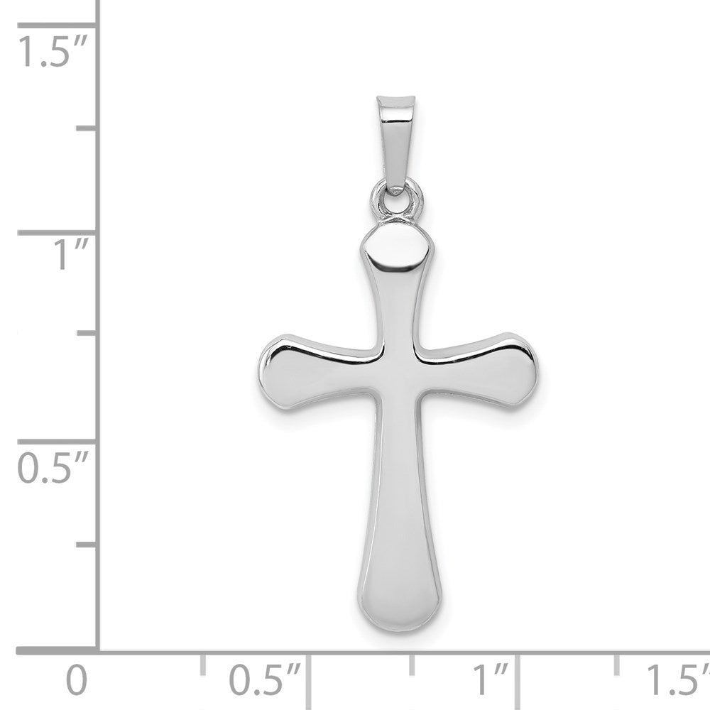14k White Gold 16.61 mm Polished Rounded Cross Pendant (0.74 grams)