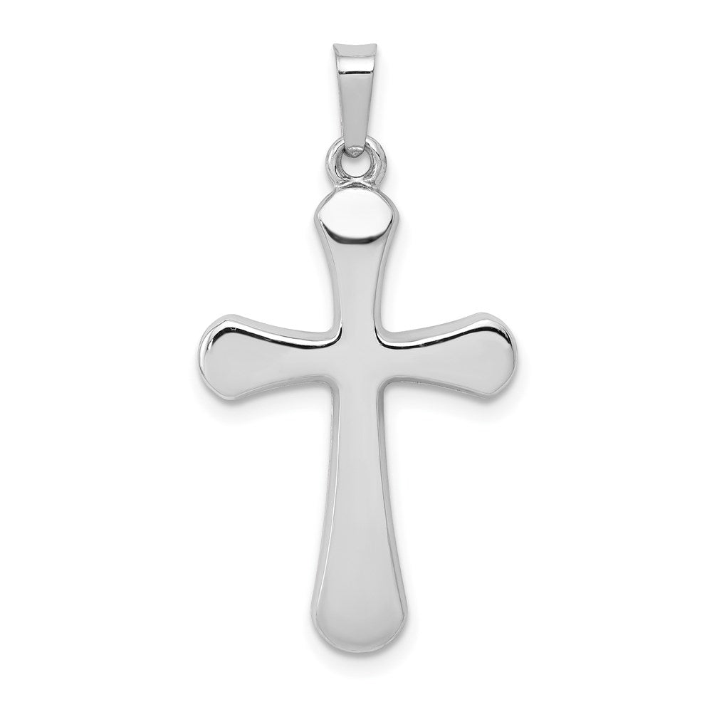 14k White Gold 16.61 mm Polished Rounded Cross Pendant (0.74 grams)