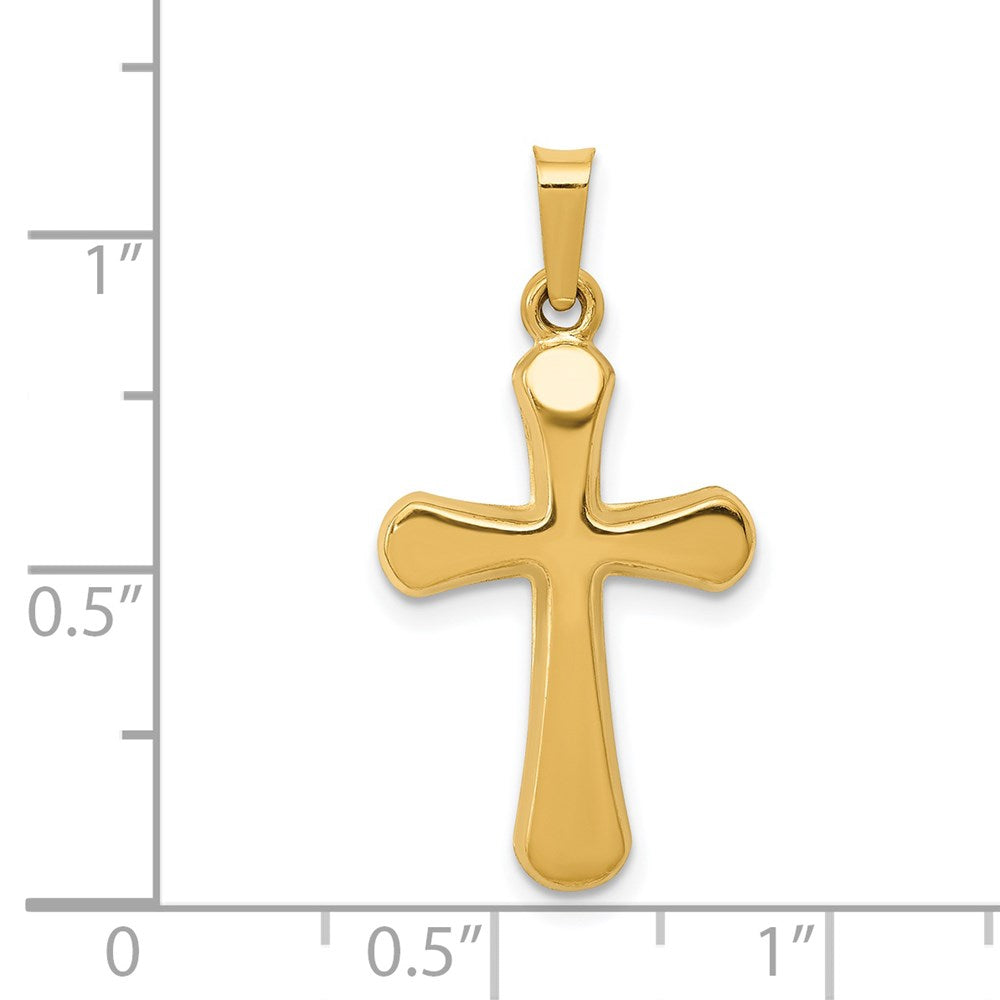 14k Yellow Gold 13.7 mm Polished Rounded Cross Pendant (0.55 grams)