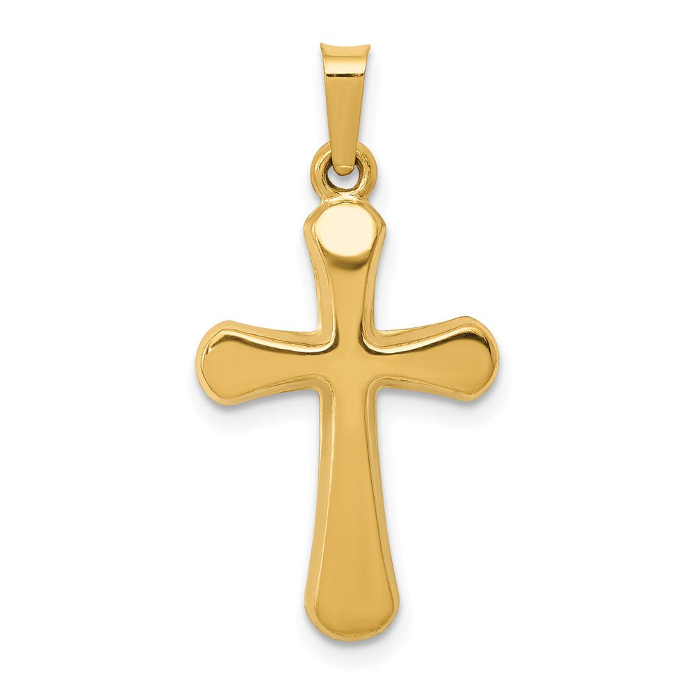 14k Yellow Gold 13.7 mm Polished Rounded Cross Pendant (0.55 grams)