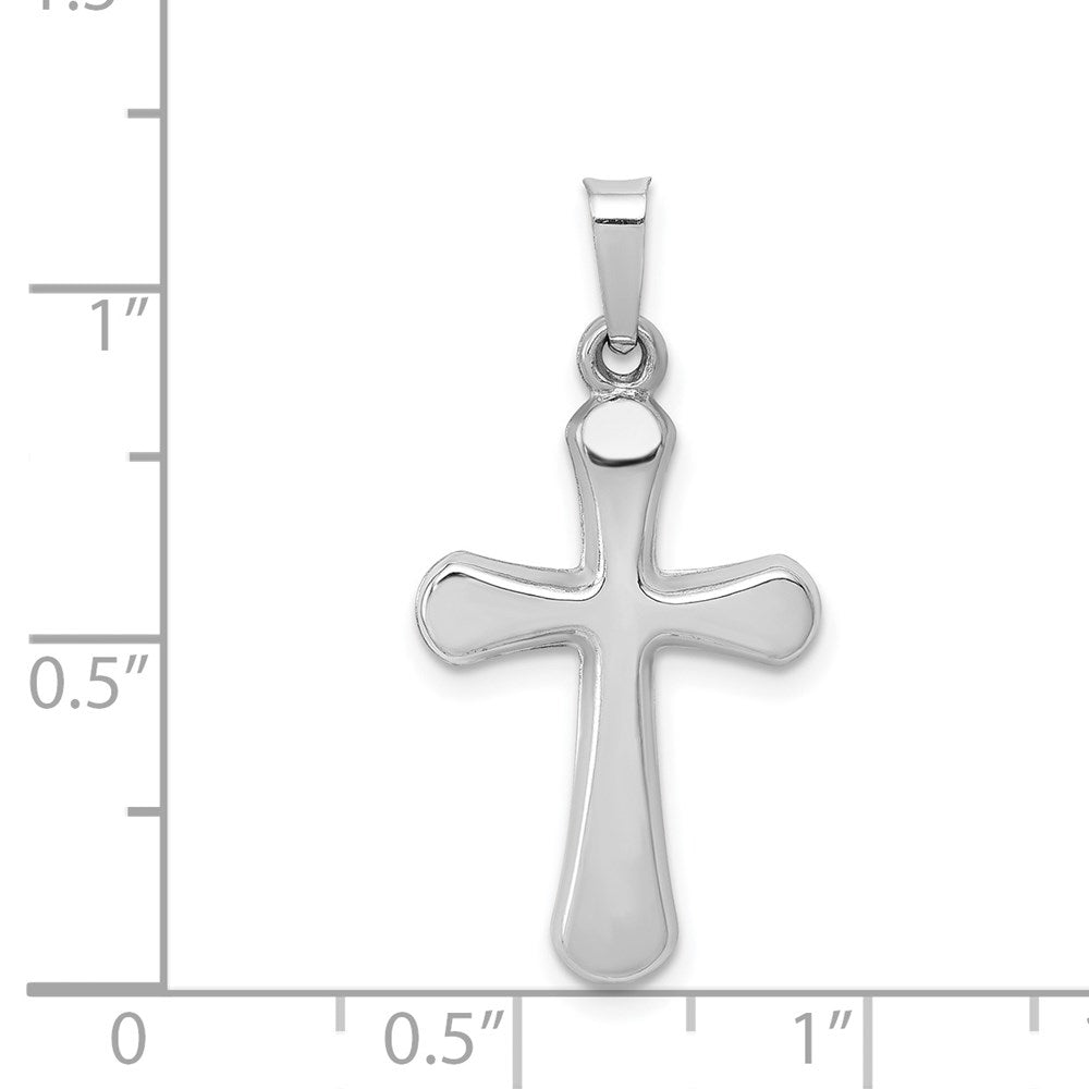 14k White Gold 13.7 mm Polished Rounded Cross Pendant (0.52 grams)