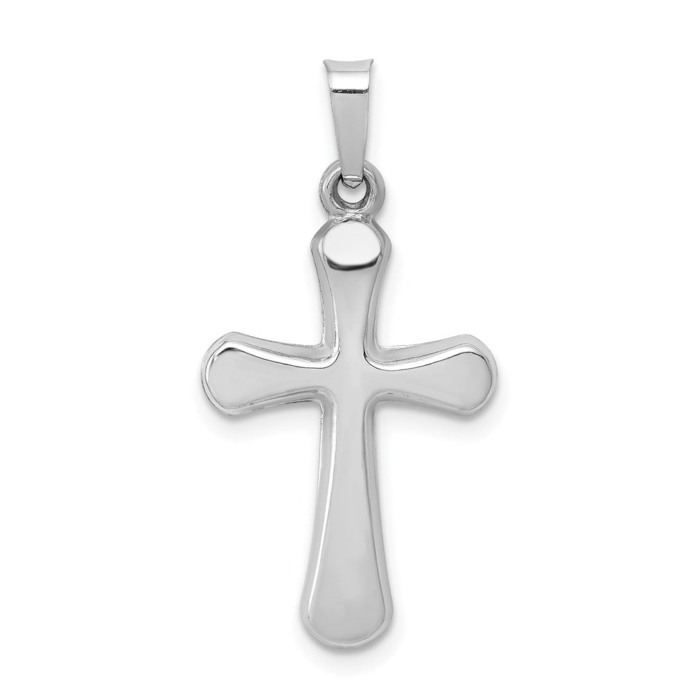 14k White Gold 13.7 mm Polished Rounded Cross Pendant (0.52 grams)