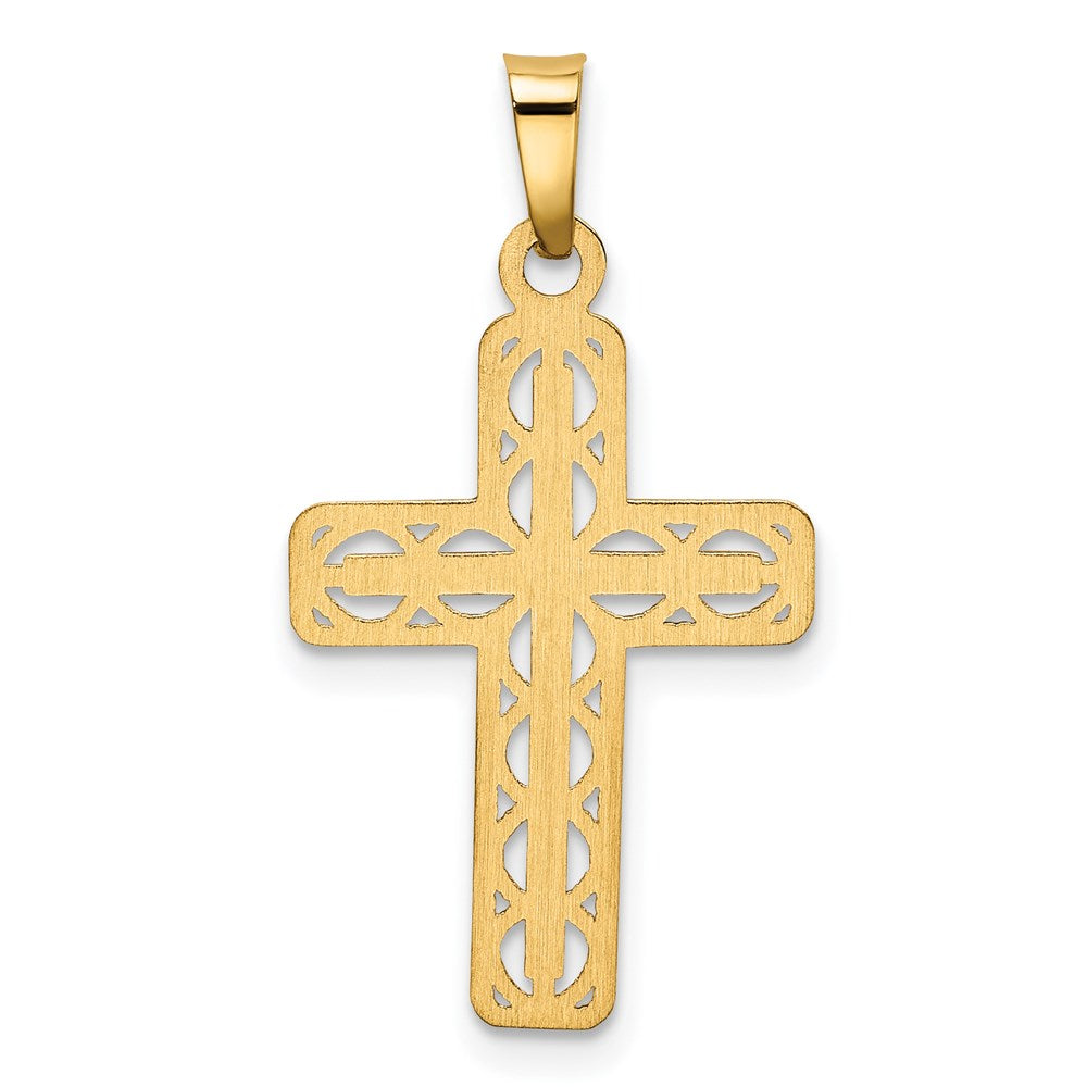 14k Yellow Gold 14.47 mm Polished Filigree Cross Pendant (0.59 grams)