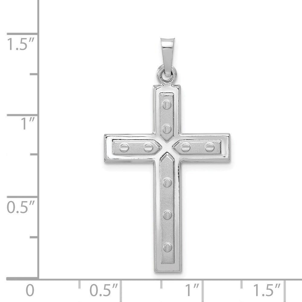 14k White Gold 20.3 mm Polished and Satin w/Dots Cross Pendant (1.13 grams)