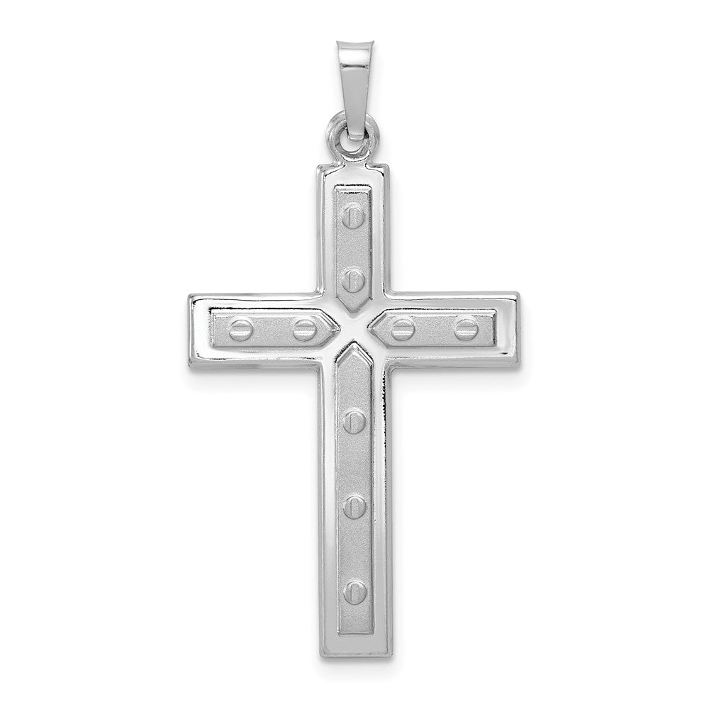 14k White Gold 20.3 mm Polished and Satin w/Dots Cross Pendant (1.13 grams)