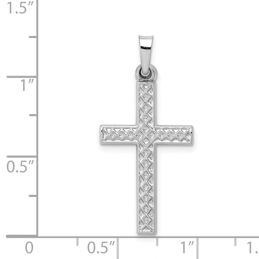 14k White Gold 14.44 mm Polished Lattice Cross Pendant (0.81 grams)