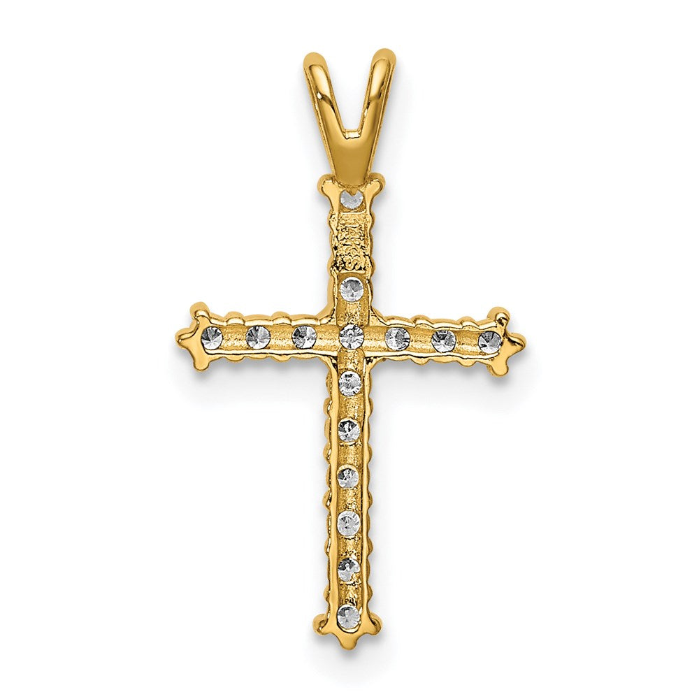14k Yellow Gold 4.1 mm Polished CZ Cross Chain Slide (0.49 grams)