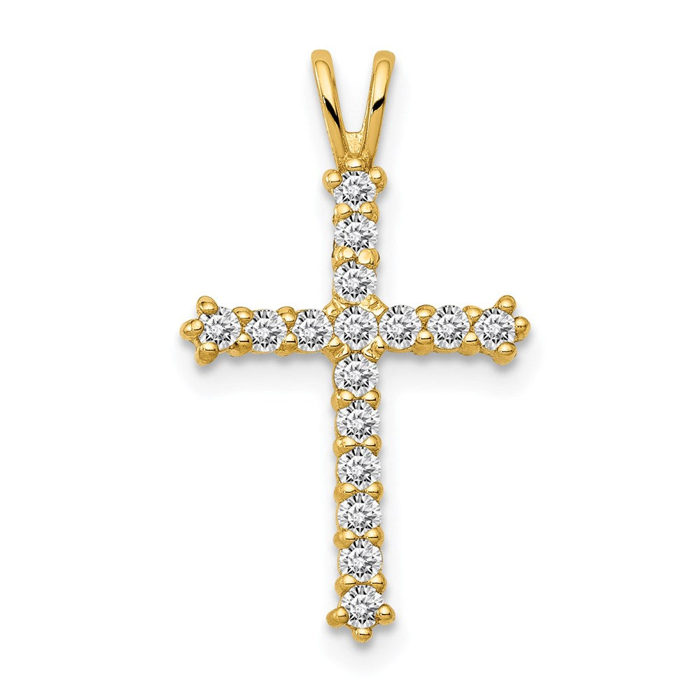 14k Yellow Gold 4.1 mm Polished CZ Cross Chain Slide (0.49 grams)