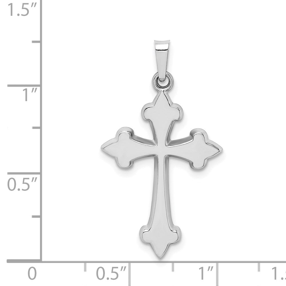 14k White Gold 17.73 mm Polished Fleur de Lis Cross Pendant (0.75 grams)