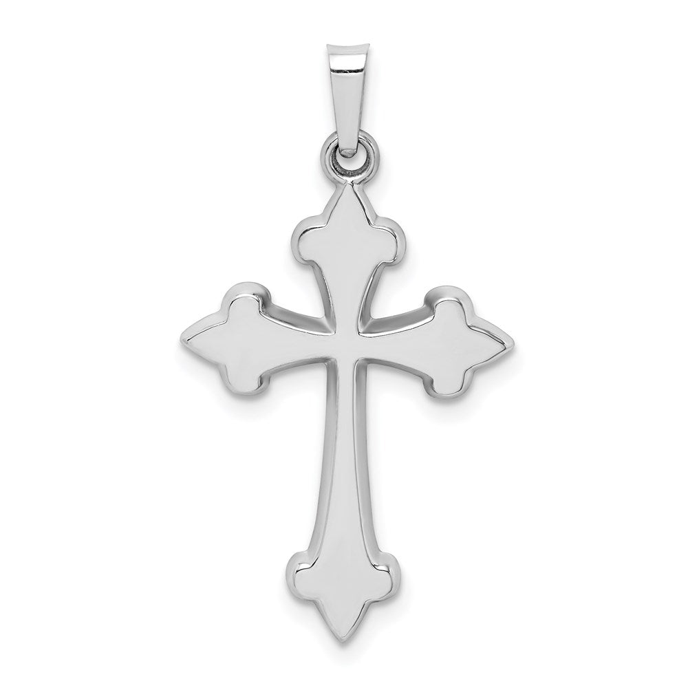 14k White Gold 17.73 mm Polished Fleur de Lis Cross Pendant (0.75 grams)