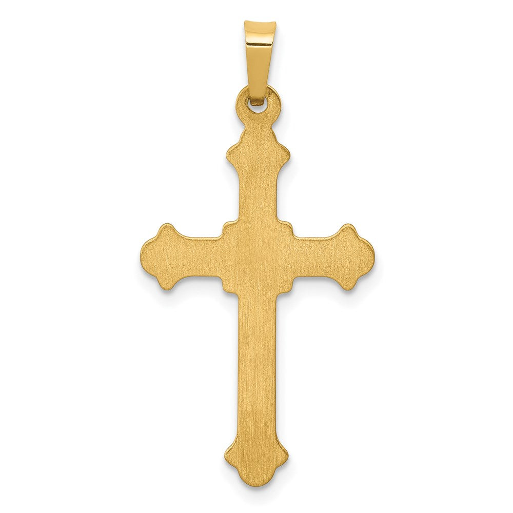 14k Yellow Gold 16.5 mm Polished Fleur de Lis Cross Pendant (0.63 grams)