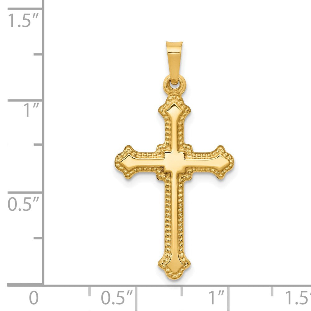 14k Yellow Gold 16.5 mm Polished Fleur de Lis Cross Pendant (0.63 grams)