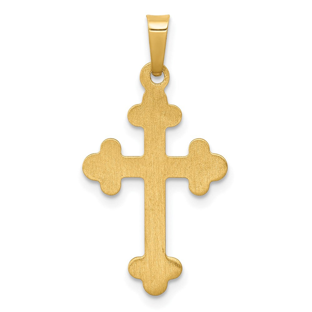 14k Yellow Gold 14.15 mm Polished Budded Cross Pendant (0.48 grams)