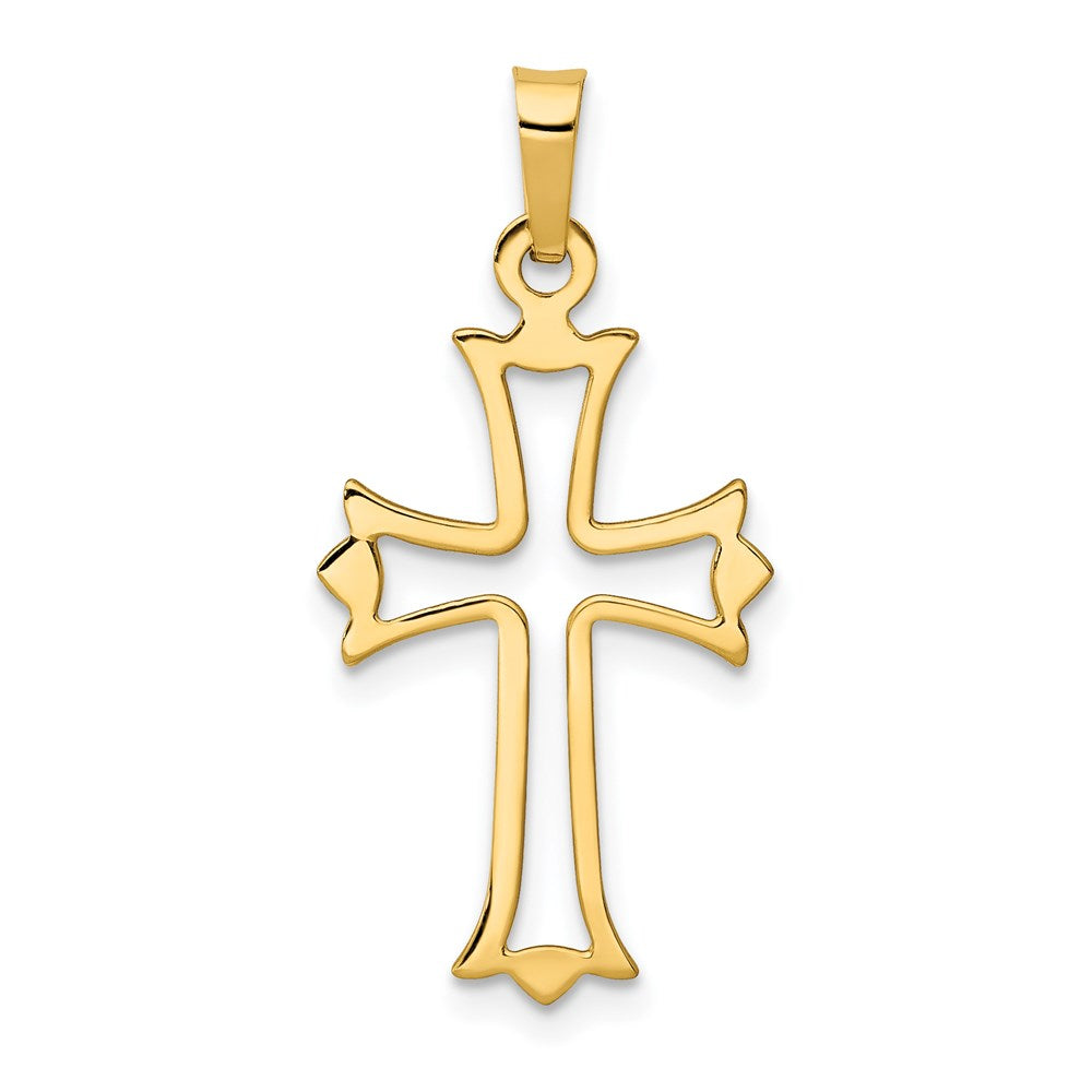 14k Yellow Gold 13.67 mm Polished Cut-out Fleur de Lis Cross Pendant (0.51 grams)