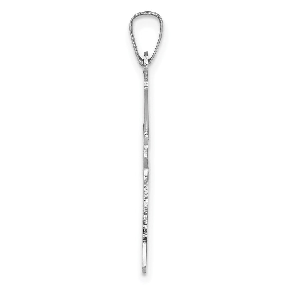 14k White Gold 13.67 mm Polished Cut out Fleur de Lis Cross Pendant (0.53 grams)