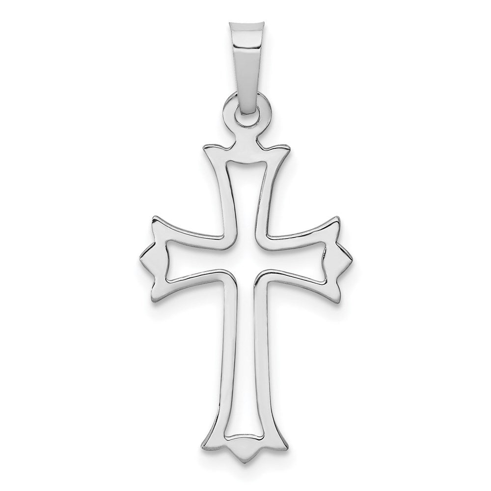 14k White Gold 13.67 mm Polished Cut out Fleur de Lis Cross Pendant (0.53 grams)
