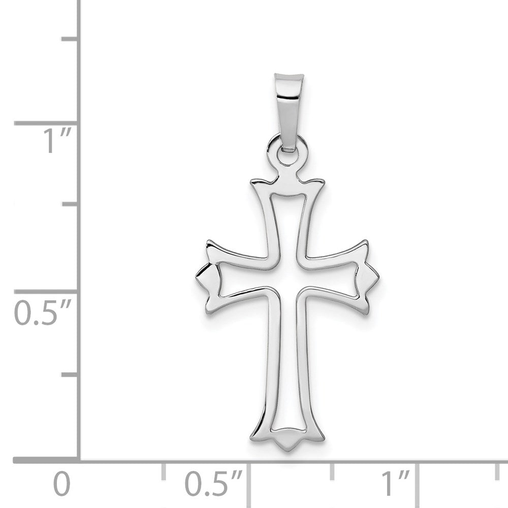 14k White Gold 13.67 mm Polished Cut out Fleur de Lis Cross Pendant (0.53 grams)