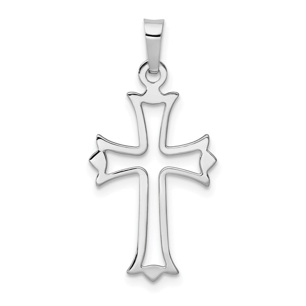 14k White Gold 13.67 mm Polished Cut out Fleur de Lis Cross Pendant (0.53 grams)