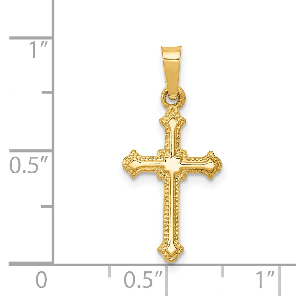 14k Yellow Gold 10.93 mm Polished Small Fleur de Lis Cross Pendant (0.31 grams)