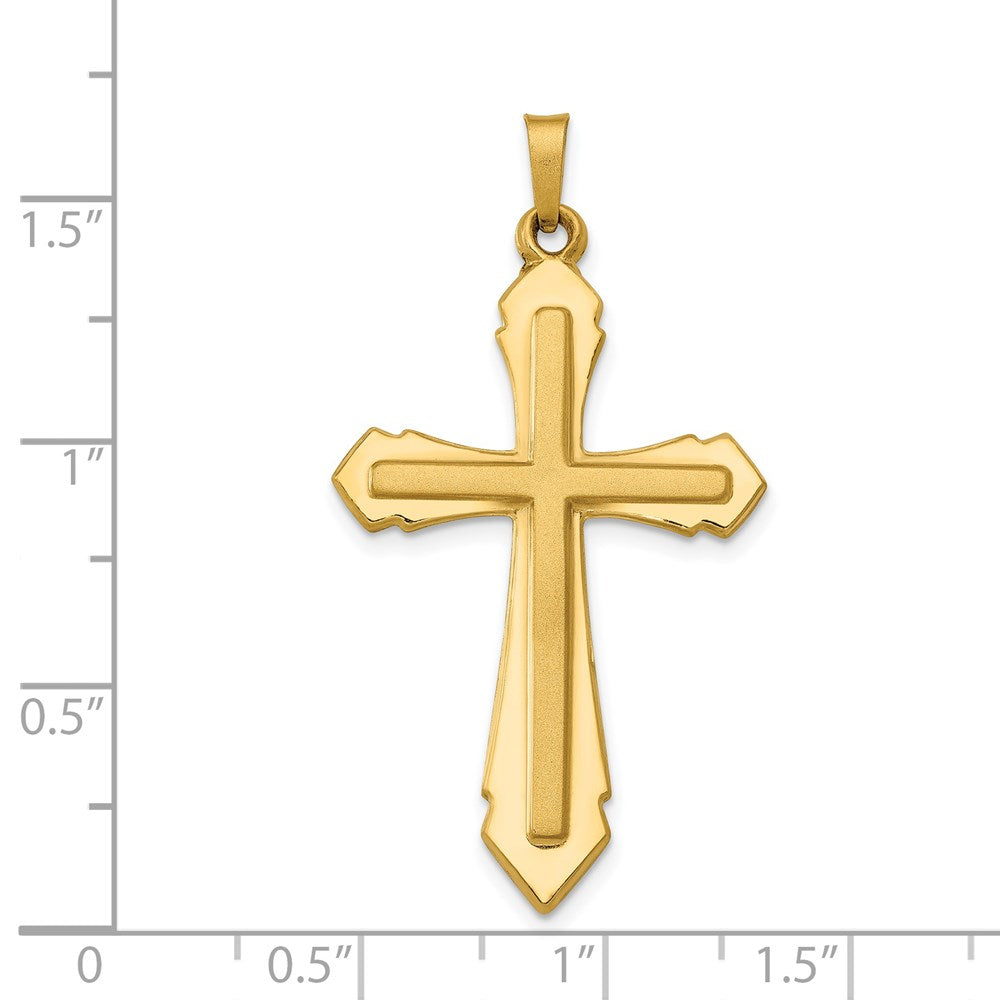 14k Yellow Gold 21.64 mm Polished and Satin Passion Cross Pendant (1.02 grams)