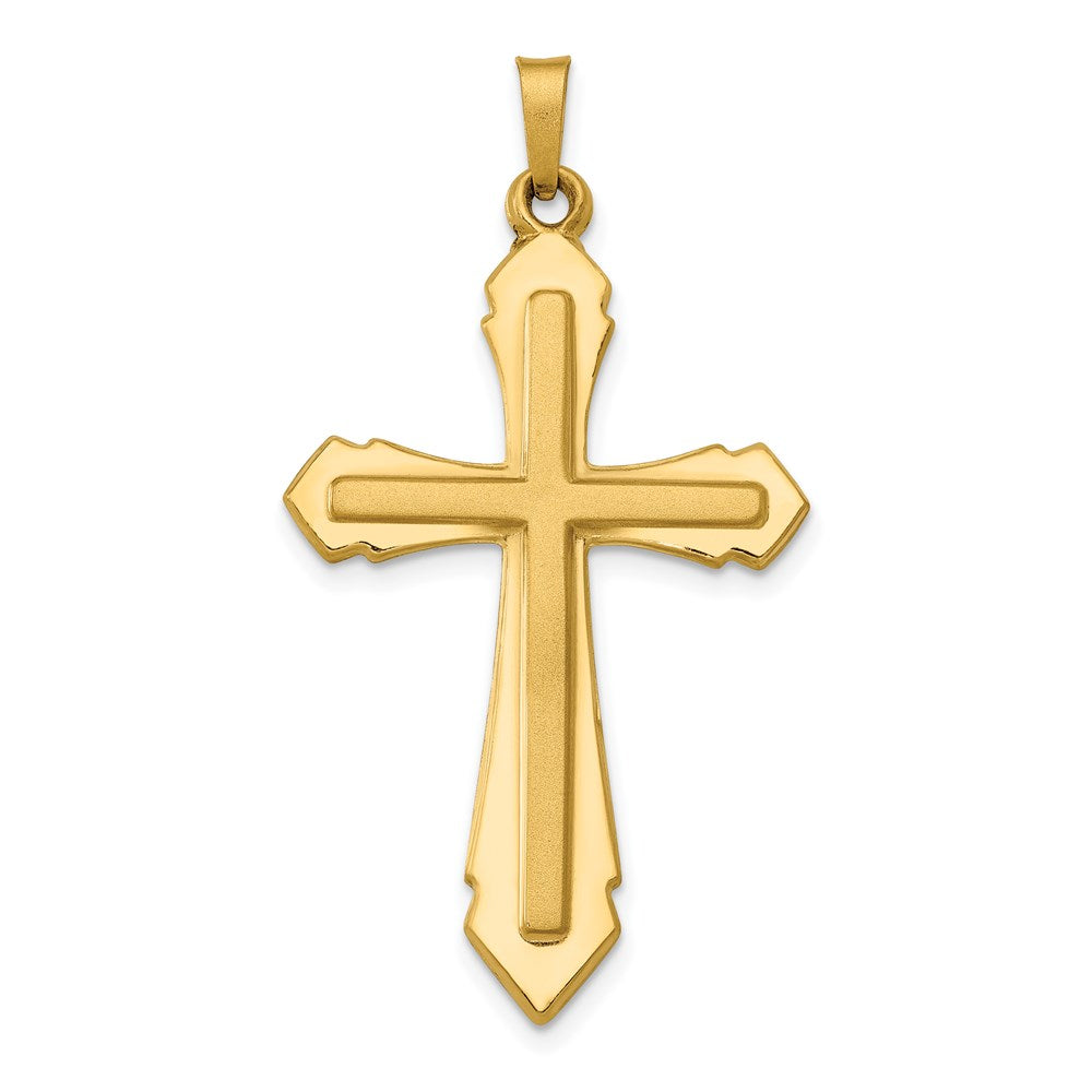 14k Yellow Gold 21.64 mm Polished and Satin Passion Cross Pendant (1.02 grams)