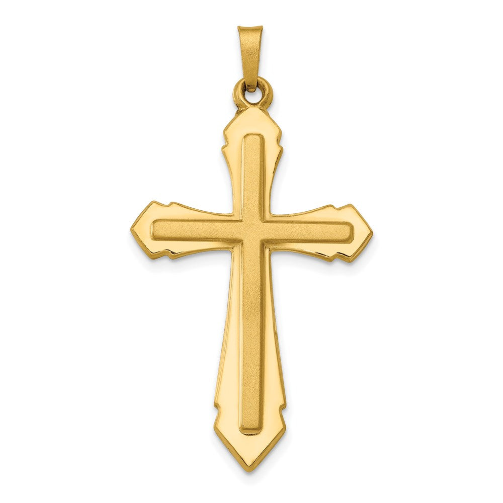 14k Yellow Gold 21.64 mm Polished and Satin Passion Cross Pendant