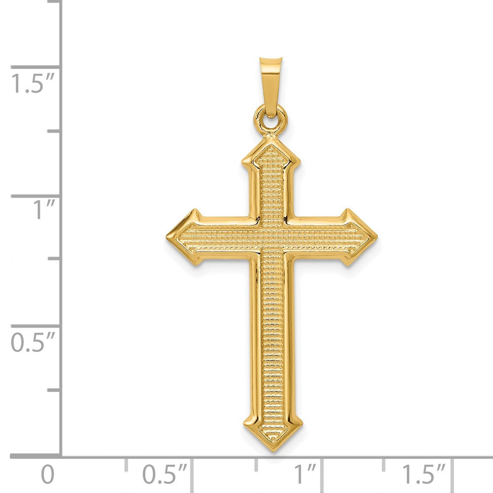 14k Yellow Gold 21.11 mm Polished and Textured Passion Cross Pendant (1.04 grams)