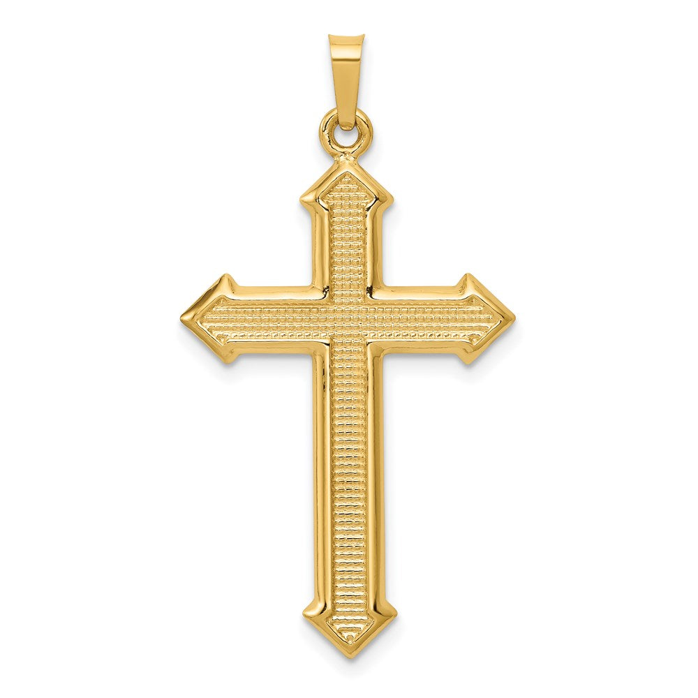 14k Yellow Gold 21.11 mm Polished and Textured Passion Cross Pendant (1.04 grams)