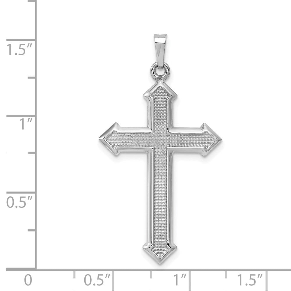 14k White Gold 21.11 mm Polished and Textured Cross Pendant (1.2 grams)