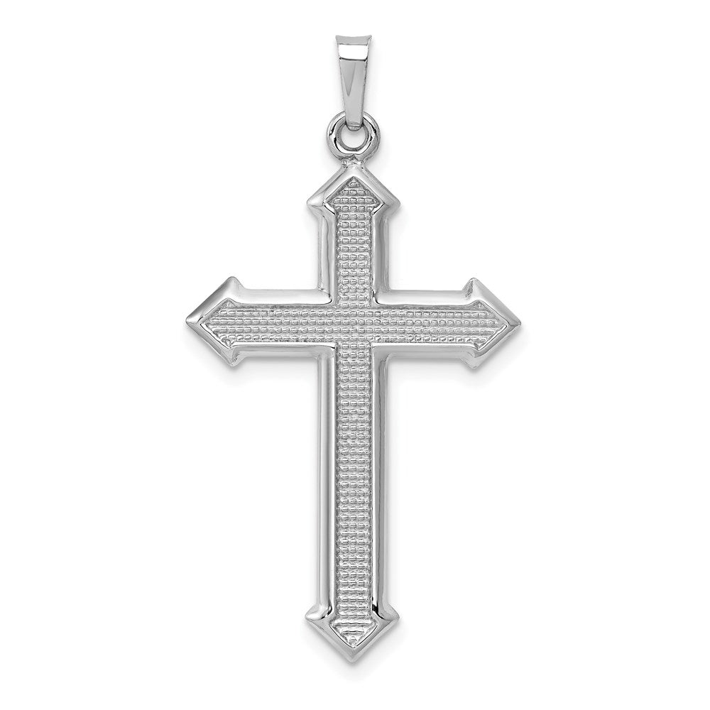 14k White Gold 21.11 mm Polished and Textured Cross Pendant (1.2 grams)