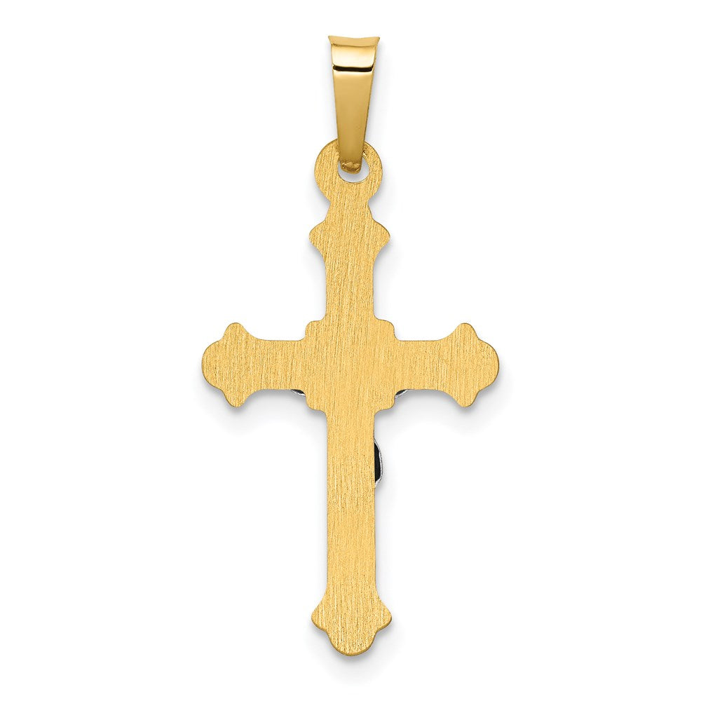 14k Two-tone 13.25 mm Polished INRI Crucifix Pendant (0.5 grams)