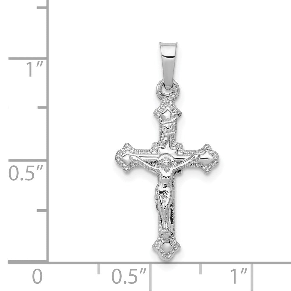 14k White Gold 13.25 mm Polished INRI Crucifix Pendant (0.55 grams)
