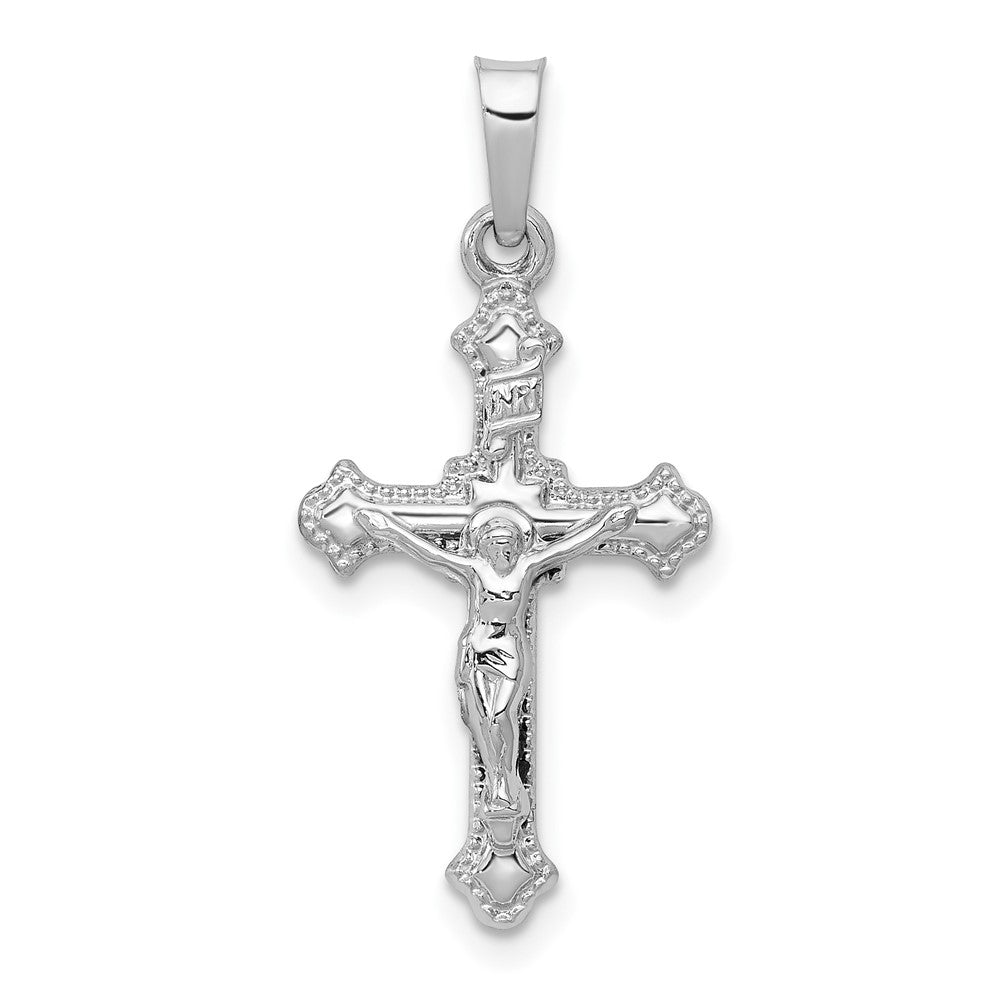 14k White Gold 13.25 mm Polished INRI Crucifix Pendant (0.55 grams)